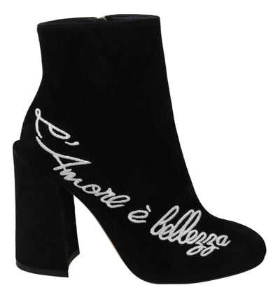 Dolce & Gabbana Embroidered Ankle Boots in Lambskin Suede - Masuh best bargains 