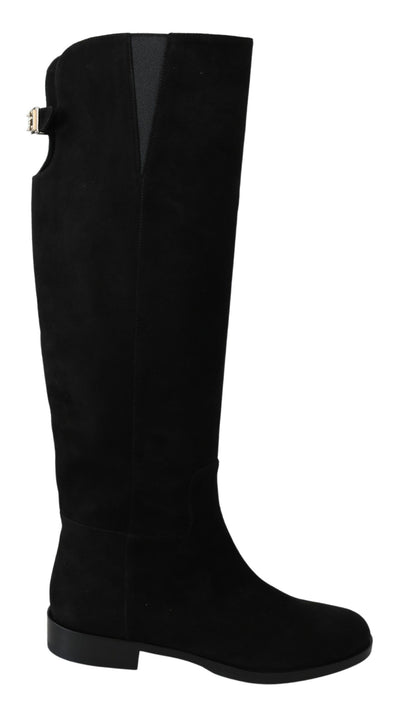 Dolce & Gabbana Elegant Black Suede Knee High Boots - Masuh best bargains 