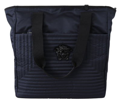 Versace Elegant Blue Nylon Tote Bag - Masuh best bargains 