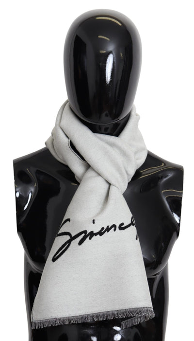 Givenchy Elegant Monochrome Wool-Silk Blend Scarf - Masuh best bargains 