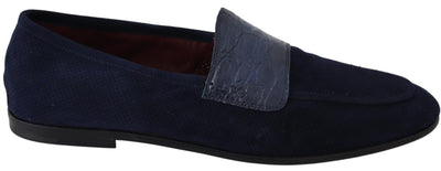 Dolce & Gabbana Elegant Blue Suede Leather Loafers - Masuh best bargains 