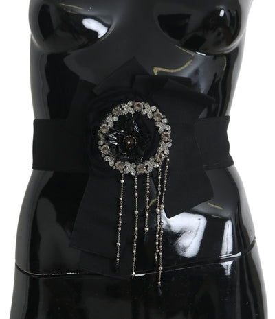 Dolce & Gabbana Elegant Black Crystal Waist Belt - Masuh best bargains 