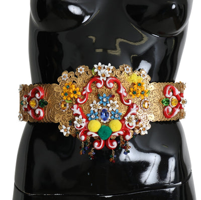 Dolce & Gabbana Golden Floral Crystal Embellished Waist Belt - Masuh best bargains 