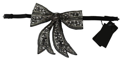 Dolce & Gabbana Silver-Tone Silk Crystal Bow Tie - Masuh best bargains 