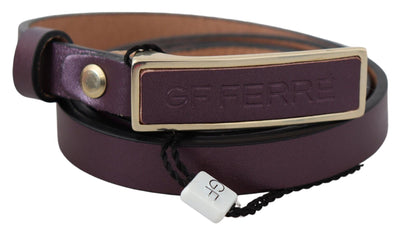 GF Ferre Elegant Maroon Leather Belt with Gold-Tone Buckle - Masuh best bargains 