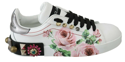 Dolce & Gabbana Floral Crystal-Embellished Leather Sneakers - Masuh best bargains 