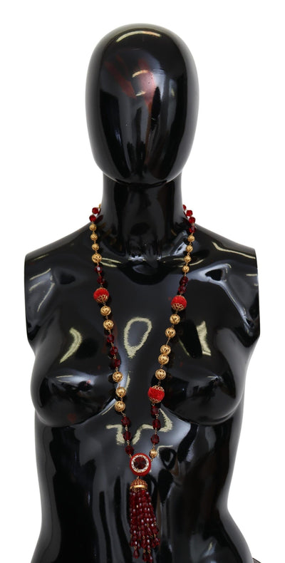 Dolce & Gabbana Elegant Red Crystal Gold-Plated Necklace - Masuh best bargains 