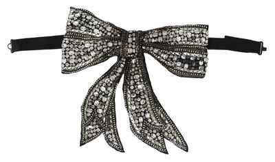 Dolce & Gabbana Crystal-Embellished Silk Bowtie - Silver Elegance - Masuh best bargains 