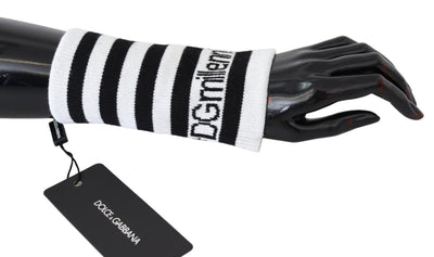 Dolce & Gabbana Elegant Black & White Wool Blend Wrist Wrap - Masuh best bargains 