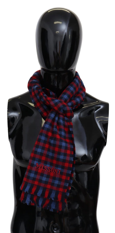 Missoni Chic Check Pattern Wool Scarf with Logo Embroidery - Masuh best bargains 