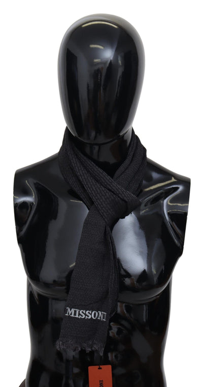 Missoni Elegant Black Wool Fringed Scarf - Masuh best bargains 