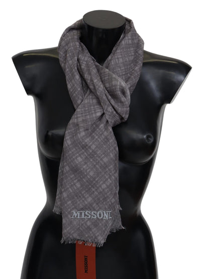 Missoni Elegant Wool Silk Blend Plaid Scarf - Masuh best bargains 