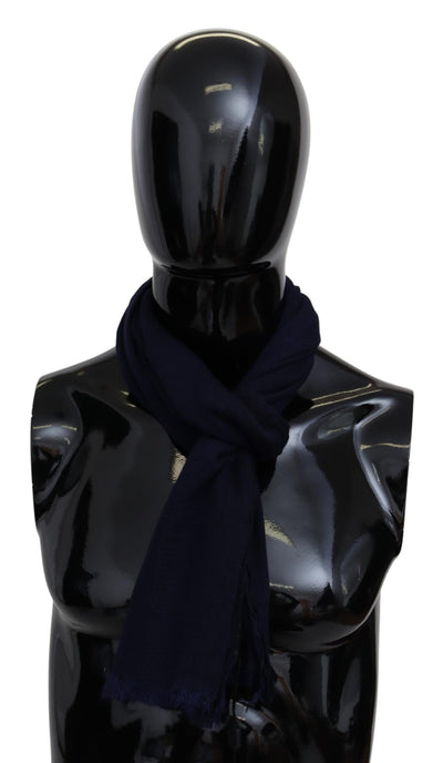 Missoni Elegant Blue Wool Scarf with Embroidered Logo - Masuh best bargains 