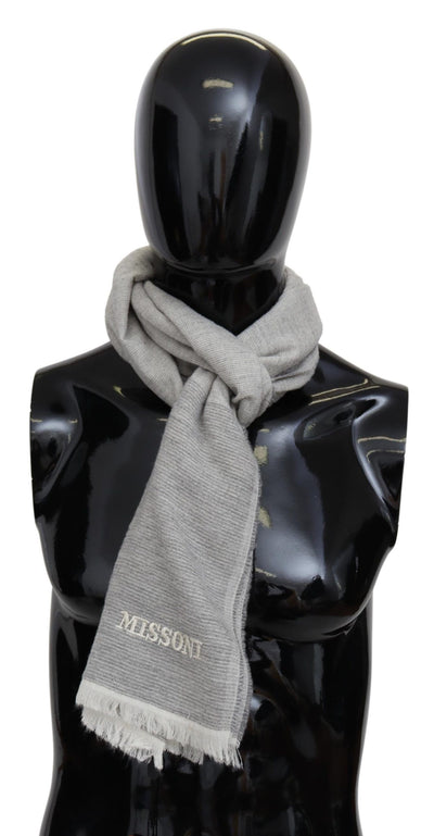 Missoni Elegant Beige Wool Scarf with Embroidery Detail - Masuh best bargains 