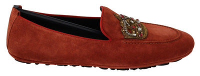 Dolce & Gabbana Opulent Orange Leather Loafers with Gold Embroidery - Masuh best bargains 