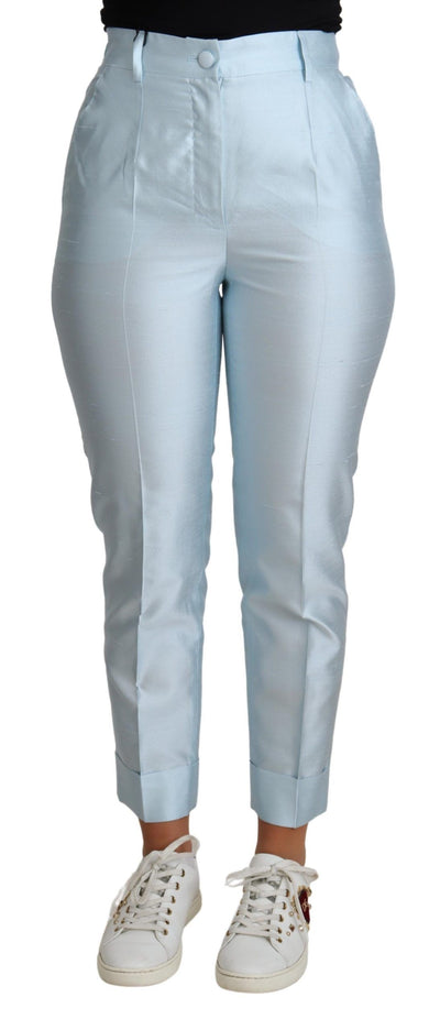 Dolce & Gabbana Elegant High-Waisted Silk Trousers - Masuh best bargains 