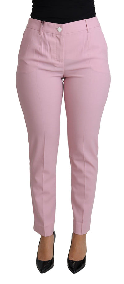 Dolce & Gabbana Elegant Pink High-Waisted Wool Trousers - Masuh best bargains 