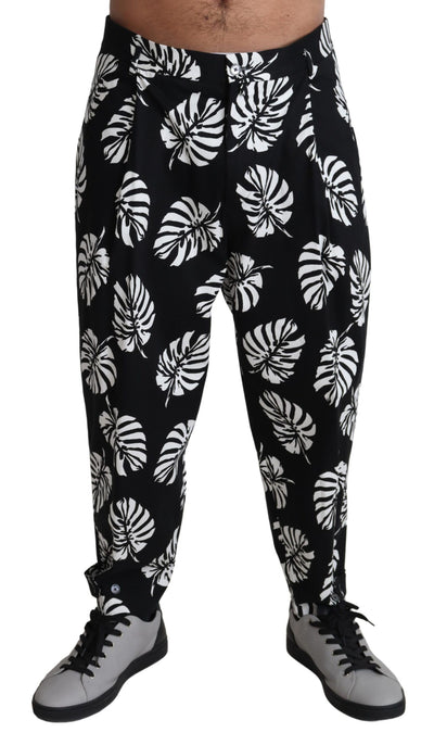 Dolce & Gabbana Elegant Palm Leaf Print Cotton Trousers - Masuh best bargains 