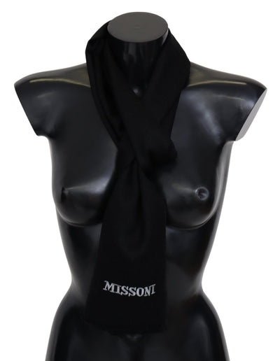 Missoni Elegant Embroidered Wool Scarf in Black - Masuh best bargains 