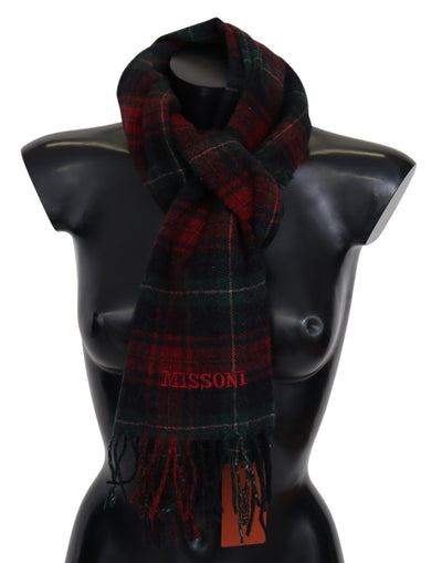Missoni Elegant Check Wool Scarf with Logo Embroidery - Masuh best bargains 