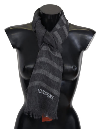 Missoni Elegant Unisex Wool Scarf with Logo Embroidery - Masuh best bargains 