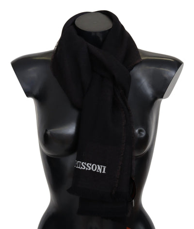 Missoni Elegant Black Wool Scarf with Logo Embroidery - Masuh best bargains 
