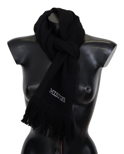 Missoni Elegant Wool Silk Unisex Black Scarf - Masuh best bargains 