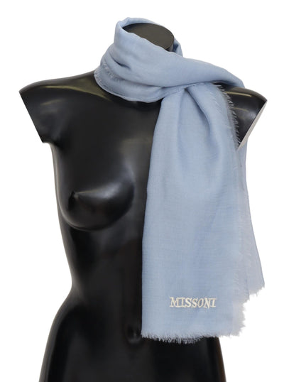 Missoni Elegant Light-Blue Cashmere Scarf with Fringes - Masuh best bargains 