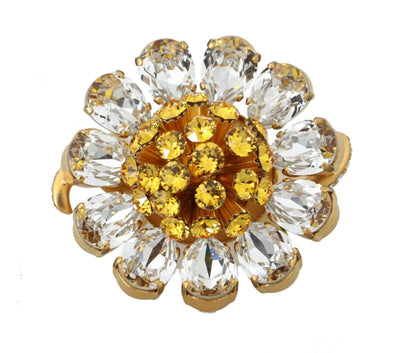 Dolce & Gabbana Crystal Flower Statement Ring Size US 7.5 - Masuh best bargains 