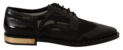 Dolce & Gabbana Elegant Gold-Trimmed Black Oxford Lace-Ups - Masuh best bargains 
