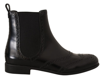 Dolce & Gabbana Elegant Black Ankle Wingtip Oxford Boots - Masuh best bargains 