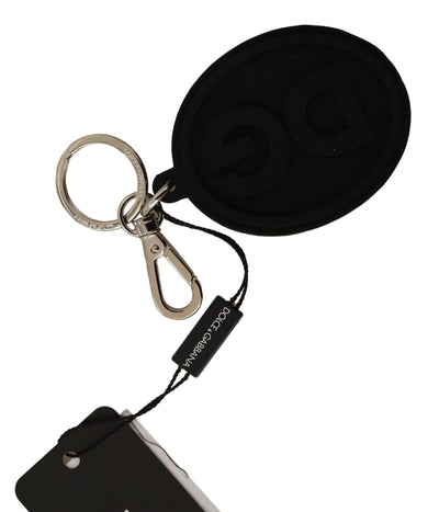 Dolce & Gabbana Chic Black Rubber & Brass Logo Keychain - Masuh best bargains 
