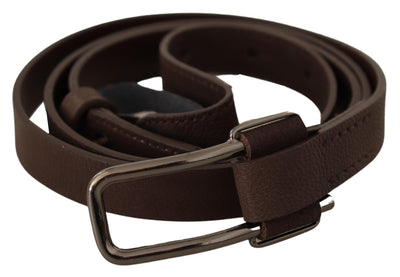 Costume National Elegant Brown Fashion Belt with Silver-Tone Buckle - Masuh best bargains 