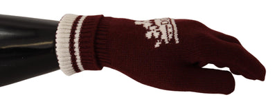 Dolce & Gabbana Elegant Red Cashmere Gloves with Crown Motif - Masuh best bargains 