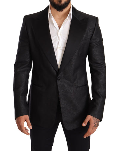 Dolce & Gabbana Elegant Black Metallic Slim Fit Blazer Jacket - Masuh best bargains 