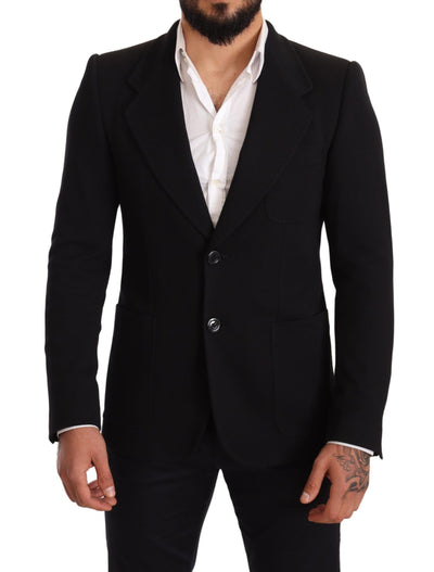 Dolce & Gabbana Elegant Slim Fit Black Cotton Blazer - Masuh best bargains 
