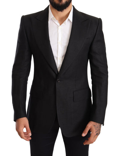 Dolce & Gabbana Elegant Slim Fit Black Linen Blazer - Masuh best bargains 