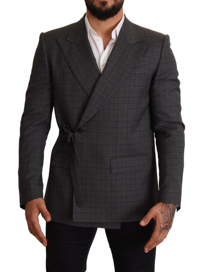 Dolce & Gabbana Chic Gray Check Martini Slim Fit Double-Breasted Blazer - Masuh best bargains 