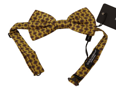 Dolce & Gabbana Elegant Yellow Silk Bow Tie - Masuh best bargains 