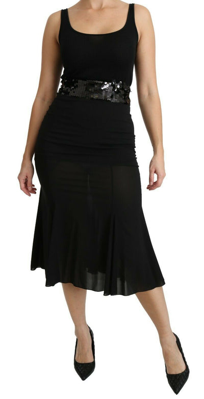 Dolce & Gabbana Chic High Waist Black Silk Blend Skirt - Masuh best bargains 