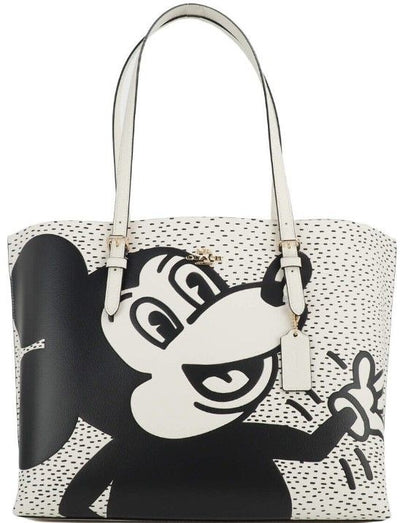 COACH (C6978) Mickey Mouse X Keith Haring Mollie Large Leather Shoulder Tote Bag - Masuh best bargains 