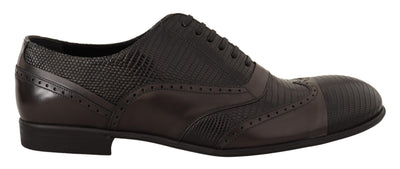 Dolce & Gabbana Elegant Brown Lizard Leather Oxford Shoes - Masuh best bargains 
