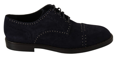 Dolce & Gabbana Elegant Suede Derby Shoes with Silver Studs - Masuh best bargains 