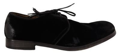 Dolce & Gabbana Elegant Black Velvet Derby Shoes - Masuh best bargains 