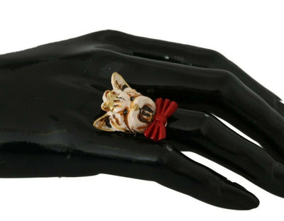 Dolce & Gabbana Elegant Canine-Inspired Gold Tone Ring - Masuh best bargains 