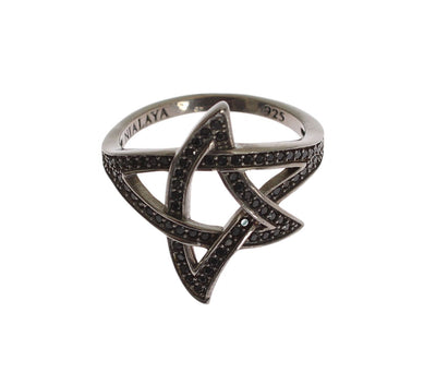 Nialaya Chic Black Rhodium Silver CZ Crystal Ring - Masuh best bargains 