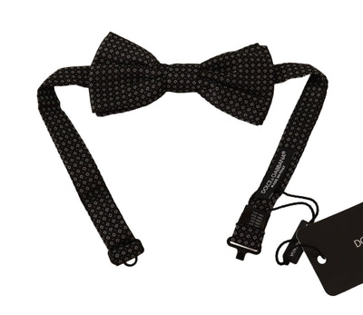 Dolce & Gabbana Elegant Black Patterned Silk Bow Tie - Masuh best bargains 