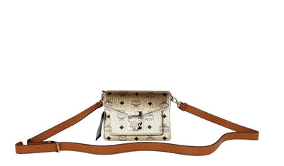 MCM Signature Berlin Gold Diamond Logo Leather Mini Flap Lock Crossbody Handbag - Masuh best bargains 