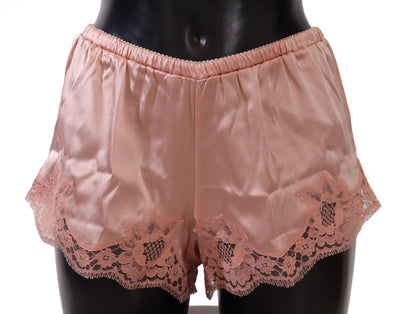 Dolce & Gabbana Elegant Powder Pink Silk Lace Lingerie Shorts - Masuh best bargains 