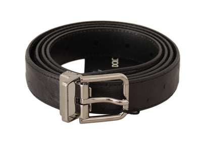 Dolce & Gabbana Elegant Black Leather Belt with Silver Buckle - Masuh best bargains 